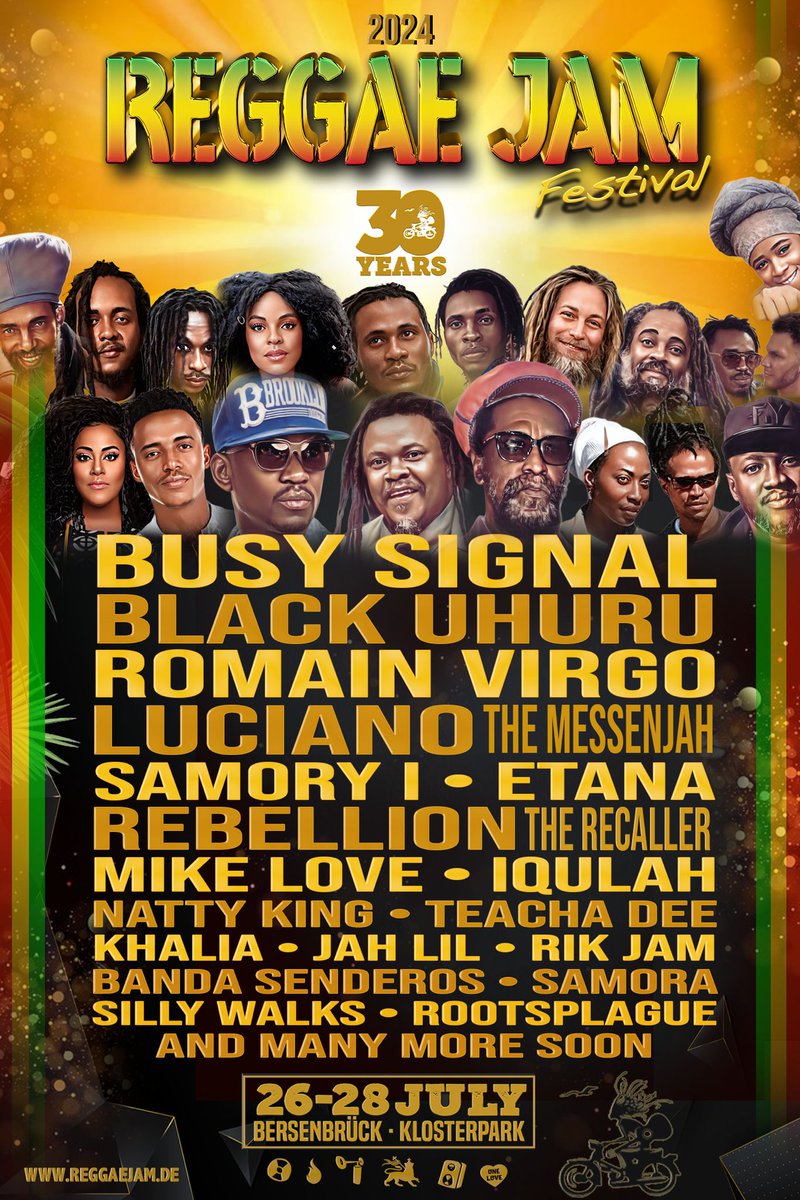 Festivals 2024 @ reggaeville.com/festivals/ Busy Signal, Black Uhuru, Romain Virgo and more... @ REGGAE JAM 2024 #festival #event #reggae #worldwide #agenda #reggaeville #reggaejam