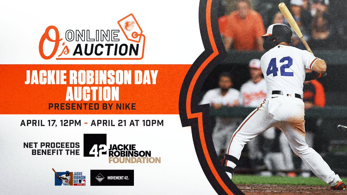 Bid on game-used hats, bases, and autographed jerseys in our Jackie Robinson Day Auction, presented by Nike. Net proceeds benefit the Jackie Robinson Foundation: orioles.com/auction
