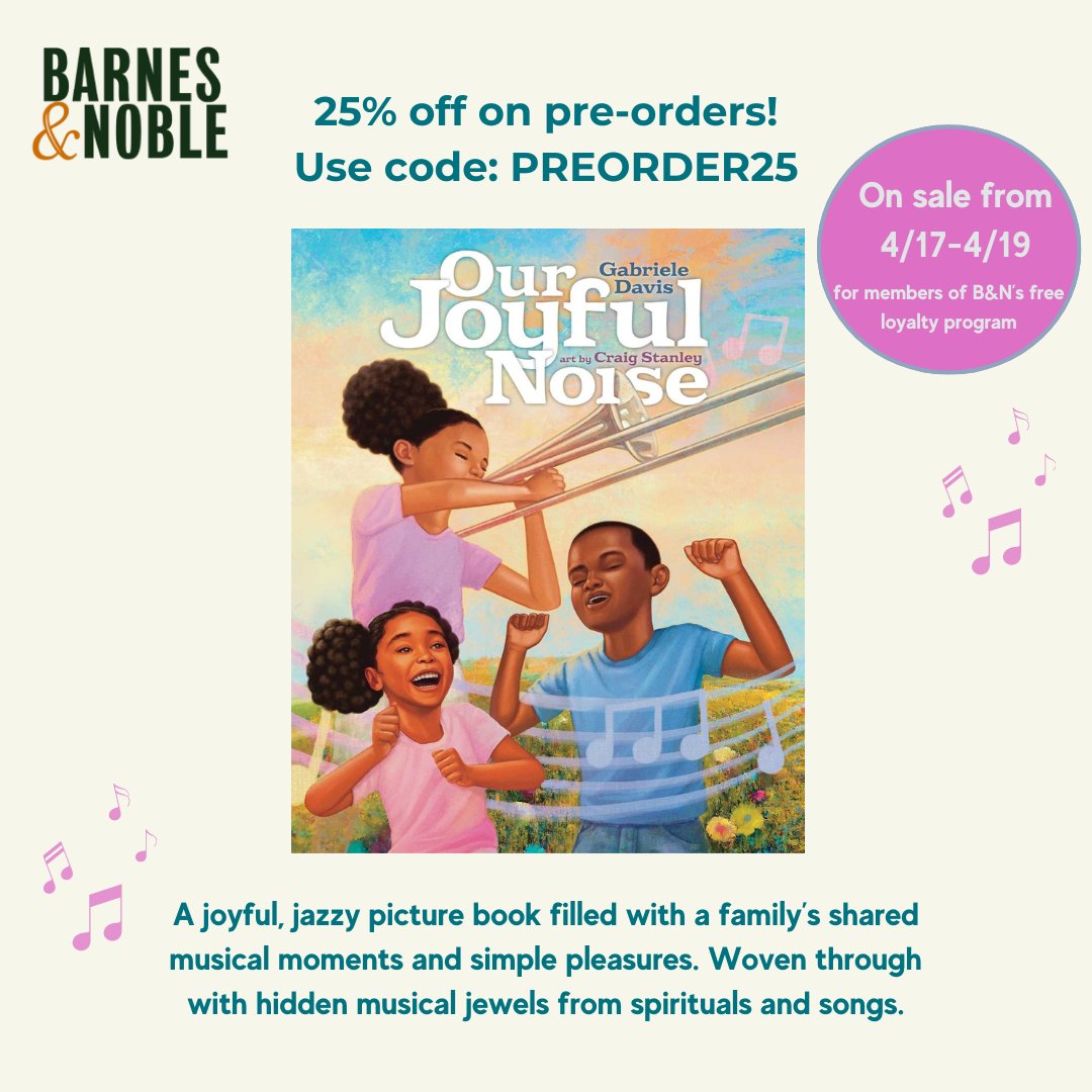 Two more days to pre-order! barnesandnoble.com/w/our-joyful-n… @CStanleyArt @simonKIDS @KidLitInColor @KidLitWorks #BlackFamilyJoy #ancestorsongs