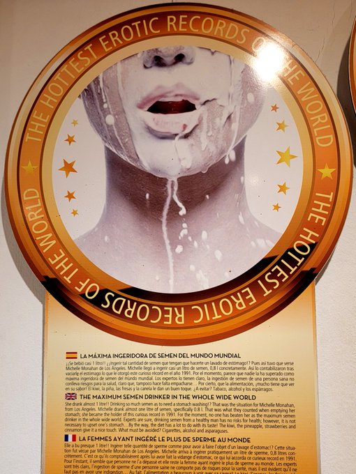 The highest recorded amount of semen consumed in a sitting seems suspiciously low. 8/10ths of a liter