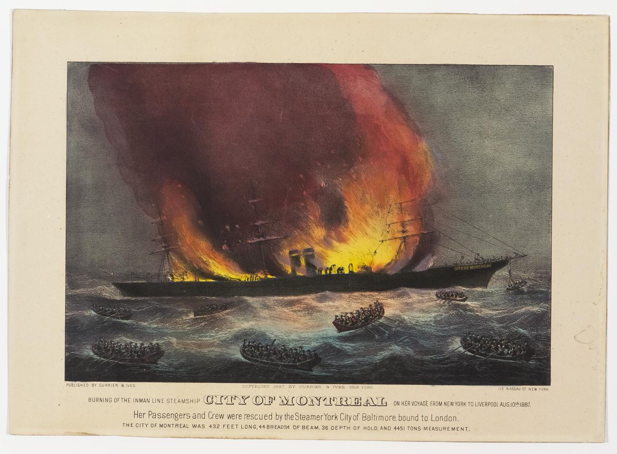 The passenger liner SS City of Montreal caught fire in the North Atlantic in 1887 but massive loss of life was avoided by a timely – and almost miraculous - rescue from an unexpected source. Click: bit.ly/3KhCk4W #MaritimeHistory #19thc #Disaster #NavalHistory