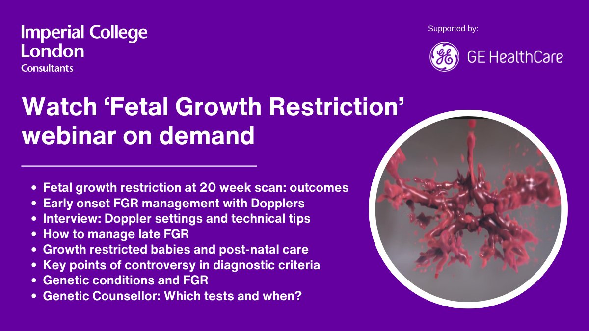 Missed our webinar on Fetal Growth Restriction? Register to watch it on demand. 1st of 4 free webinars for sonologists, sonographers, obstetricians, radiologists, neonatologists, midwives. Led by Prof @Christoph_Lees supported by @GEHealthCare. Book👉 hubs.ly/Q02sJ9NG0