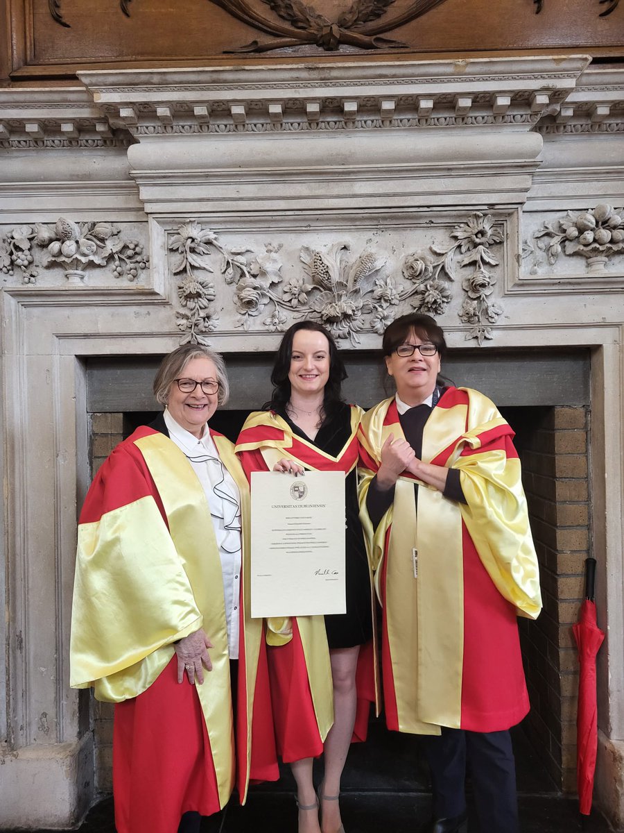 Dr Susie Hannon (@susiehannon_irl) on Twitter photo The final milestone! I’m honoured to have shared this lovely moment with my fantastic supervisors, Prof Agnes Higgins and Prof Déirdre Daly. <a href="/Cillmurry/">Agnes Higgins</a>
And congratulations to <a href="/TCD_SNM/">School of Nursing & Midwifery, TCD</a> PhDs, Dr Thelma Begley <a href="/BegleyThelma/">Thelma Begley</a> and Dr Ciara Henderson, who also graduated yesterday! The final milestone! I’m honoured to have shared this lovely moment with my fantastic supervisors, Prof Agnes Higgins and Prof Déirdre Daly. <a href="/Cillmurry/">Agnes Higgins</a>
And congratulations to <a href="/TCD_SNM/">School of Nursing & Midwifery, TCD</a> PhDs, Dr Thelma Begley <a href="/BegleyThelma/">Thelma Begley</a> and Dr Ciara Henderson, who also graduated yesterday!