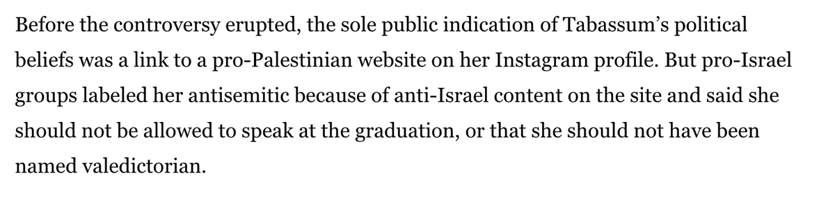 This is just so insane. She isn't allowed to speak because she linked to a pro-Palestine website on her Instagram. Just repulsive cowardice. latimes.com/california/sto…