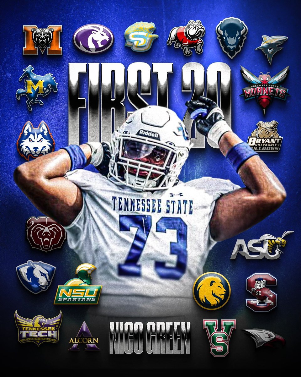 draftjm13's tweet photo. @nicogreen23 has steadily been receiving offers since entering the portal this week, Texas native who has experience playing all spots across OL, #73 played LT for Tennessee State in 2023 #transferportal https://t.co/69RDciWGwc