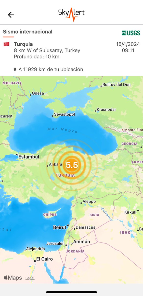 En Turquía 🇹🇷se registró sismo de magnitud 5.5 (USGS) con foco a 10 km de profundidad. 🔸Se reportan intensidades moderadas a fuertes. 🔸Posibles daños menores en las localidades más cercanas al epicentro.