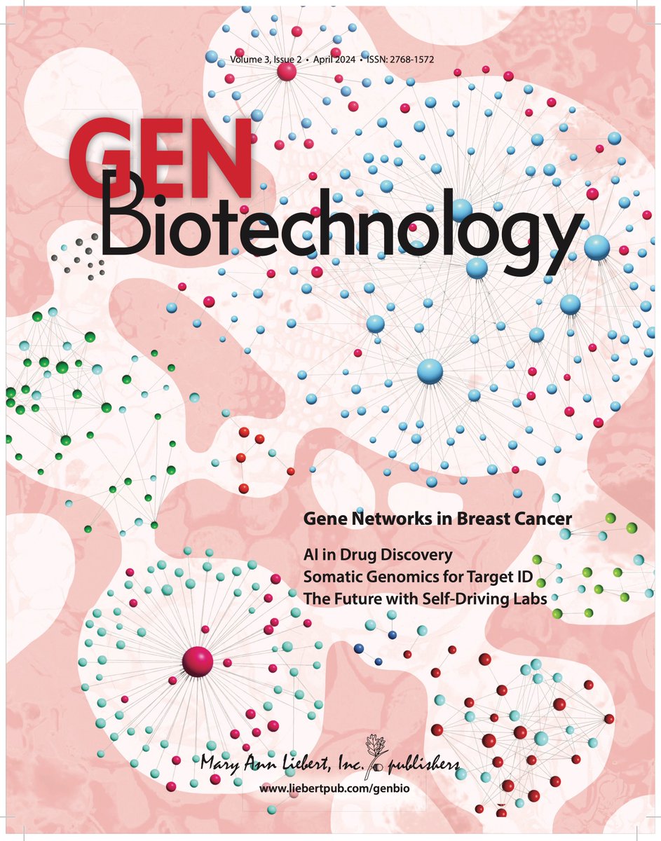 The April 2024 issue is here! - Gene networks in breast cancer - AI in drug discovery @xiaofei_lin - Somatic genomics for target ID @GrinsteinJ - The future with self-driving labs @collabchem - ...and more! Give it a read! liebertpub.com/toc/genbio/3/2 Cover by @monooyee!