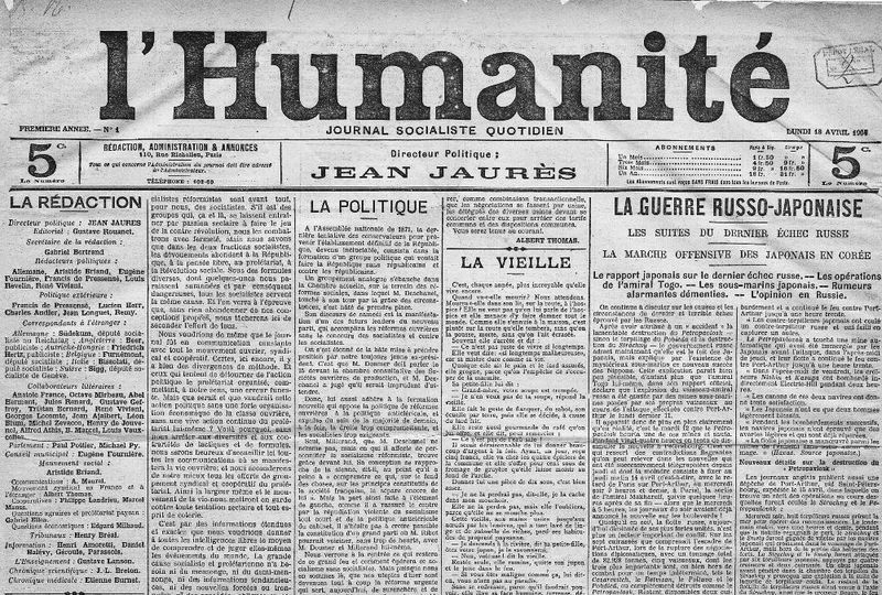 #CeJourLà Il y a 120 ans paraissait L'Humanité, un nouveau quotidien de presse fondé par #JeanJaurès. Sur Gallica, vous pouvez le lire de 1904 à 1953 (à l'exception de 1940 à 1944, années où le titre était interdit de parution par le gouvernement Daladier) c.bnf.fr/BFO