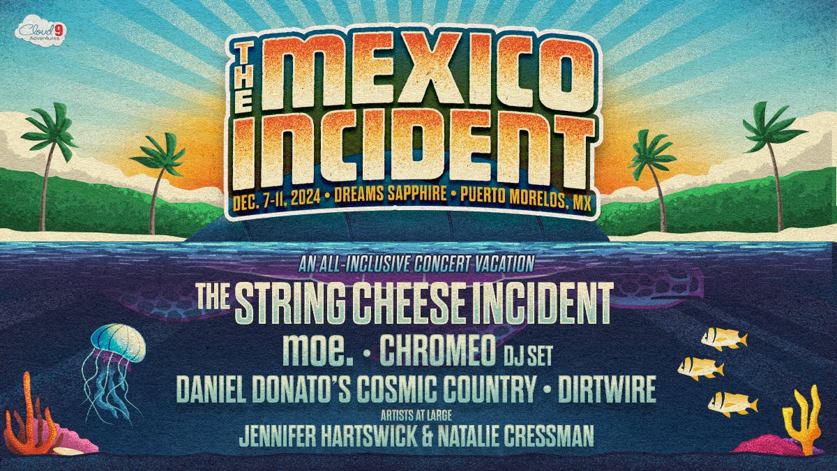 🇲🇽 Details for our next International Incident have arrived! Join us at The Mexico Incident for 4 nights on the beach from Dec 7-11. Rooms on sale next week - Returning Guest Pre-sale 4/24 + Public On Sale 4/25 @ 11am MT. 🏝️ Full Info: stringcheesemexico.com @stringcheesemx