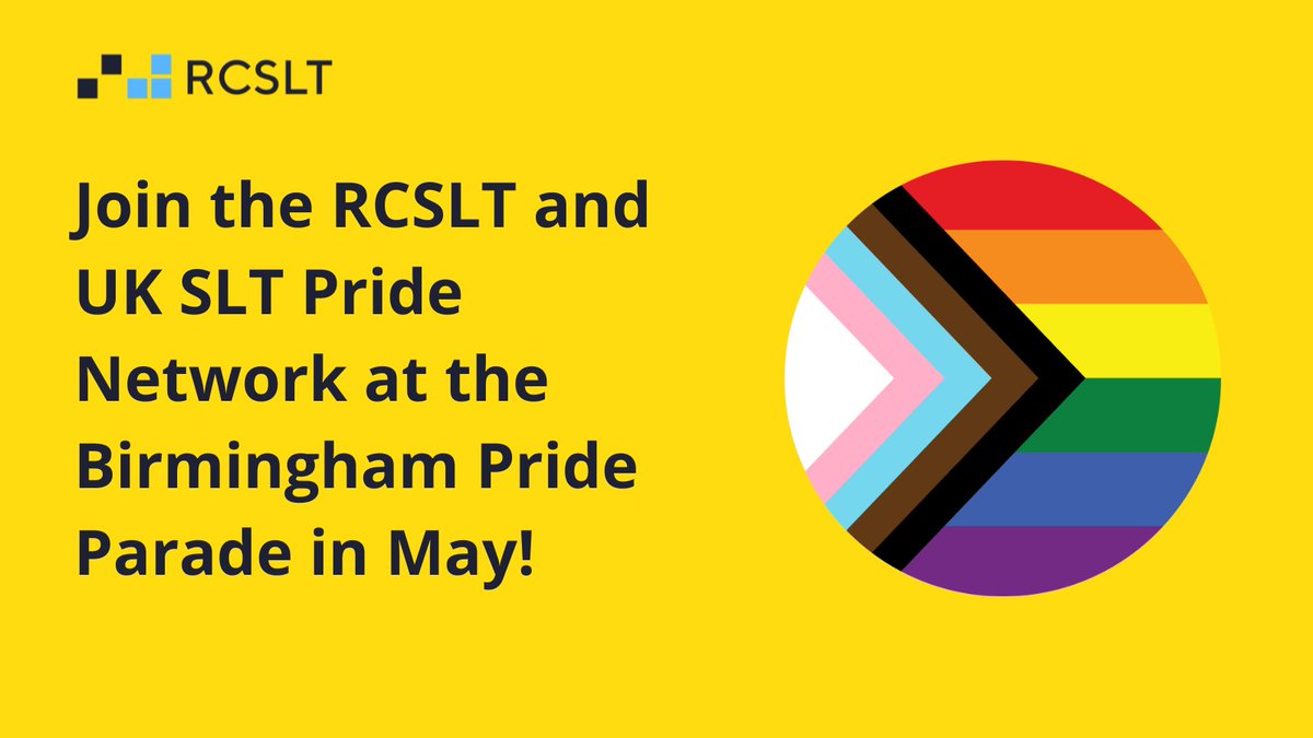 Find out how you can join us & @uksltpride at the Birmingham Pride Parade on 25/5/24. As places are limited, we welcome applications from LGBTQIA+ members; those who work with LGBTQIA+ service users; LGBTQIA+ people of colour; & those with a disability: rcslt.org/news/join-the-…