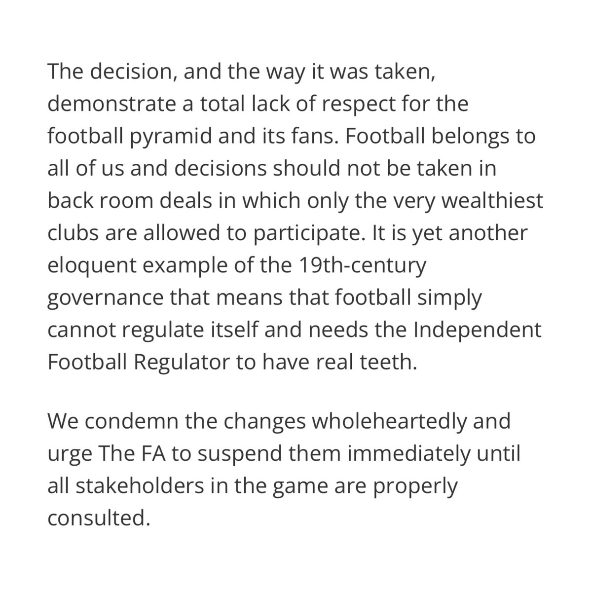 StokeyyG2's tweet photo. League Two side Tranmere Rovers have just released this club statement in regards to the FA and the Premier League agreeing to scrap FA Cup replays…

Fair enough 👏 https://t.co/eVBeNb9aad