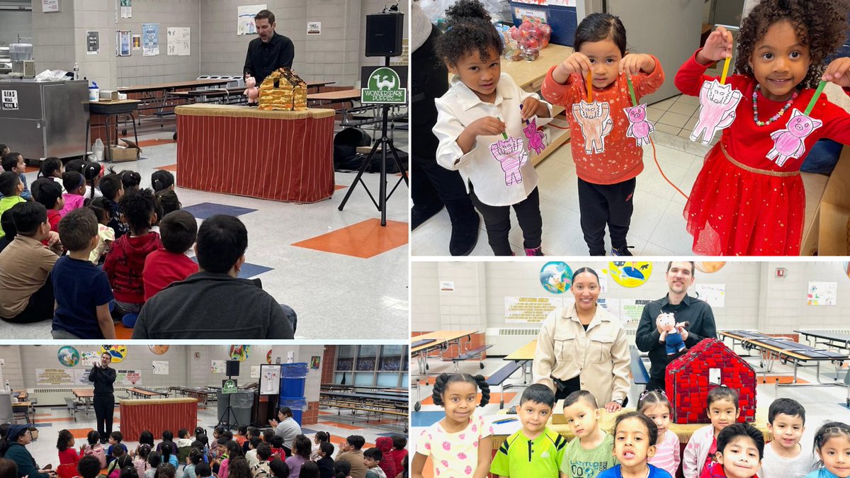 Thank you to WonderSpark Puppets for coming to perform for our 3K and Pre-K friends. It was such an engaging puppet show of The Three Little Pigs… enjoy a few highlights! 🐷🩷#Prek #Puppetshow #District24 @NYC_District24 @NYCSchools #PublicSchoolStrong #PS239q