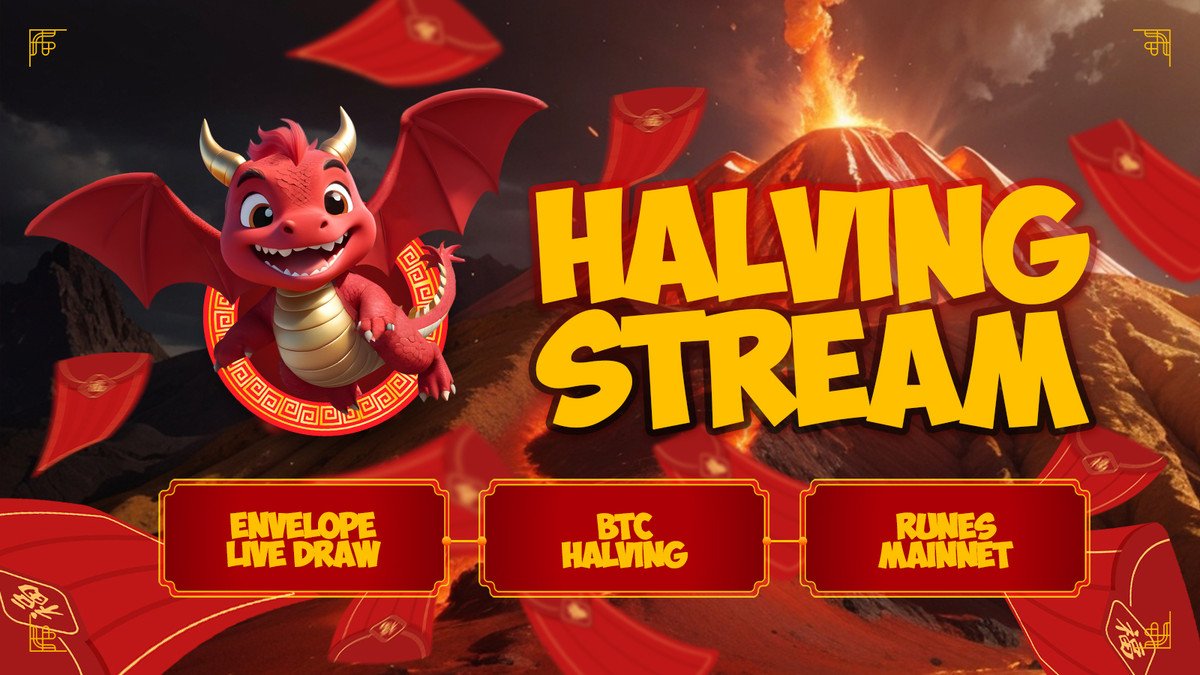 Little Dragon Halving Stream is coming! 🐉 1 Envelope. 1 Winner. $10,000 worth of #Bitcoin When? April 20th, 2:00 PM UTC What will we do? • Draw the winner of the $10,000 Envelope Mystery • Celebrate the BTC halving and #runes mainnet • Talk about Stake-to-Alpha and the