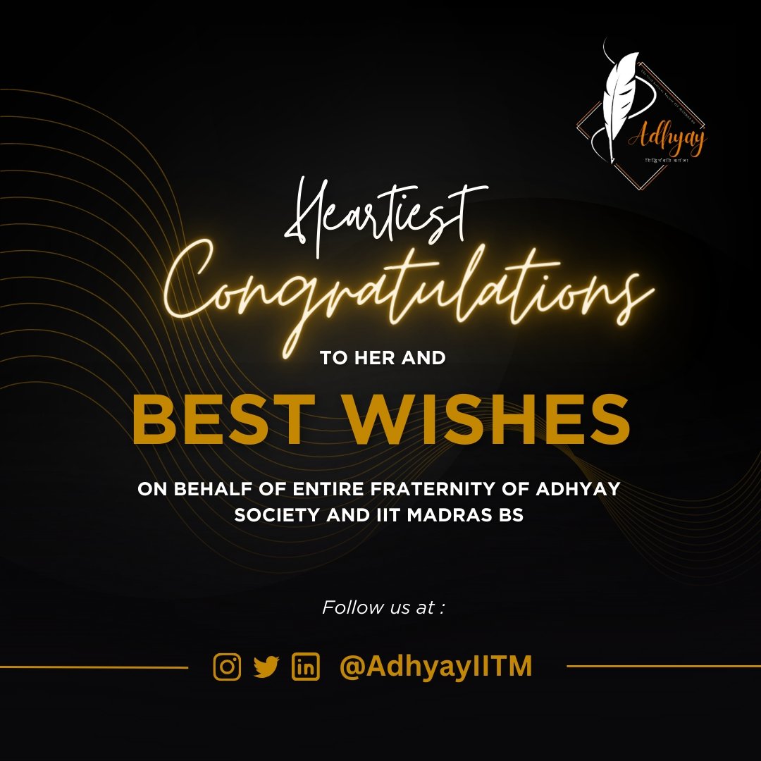 AdhyayIITM's tweet photo. We extend the heartiest congratulations to her for this tremendous victory and wish her the best in her future endeavours.

#UPSC
#UPSC2024 #upscresult @iitm_bs @iitmadras @iitmdiploma https://t.co/LHBQIMfUxr