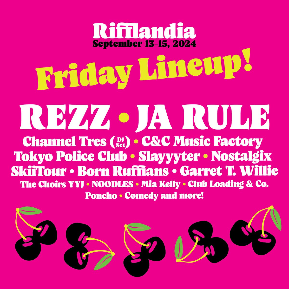 VICTORIA! we’re returning to play @Rifflandia this september! look at this lineup! and that’s only friday! look at it! tickets on sale now! ❤️💛💙 rifflandia.frontgatetickets.com