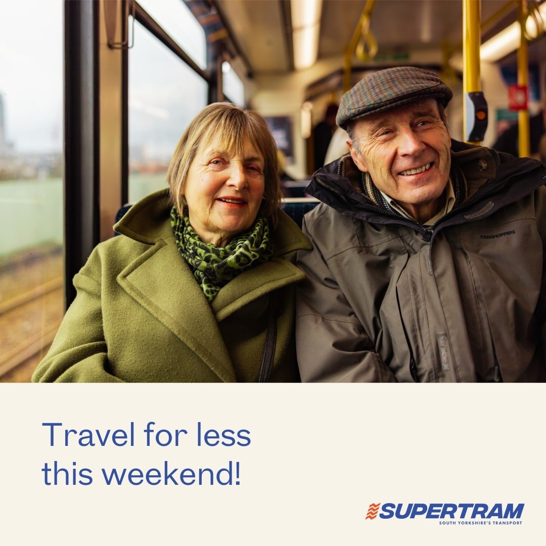 Travel for less this weekend! 10% discount applies to tram & app purchases, on 1, 5, 7 & 28-day adult and child tickets, purchased onboard tram or via the app. orlo.uk/MJDJU #supertram