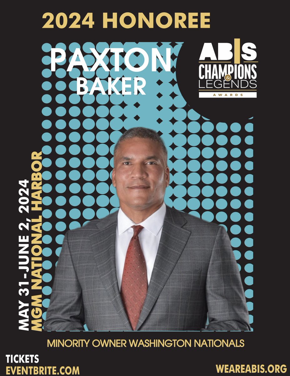 2024 ABIS Honoree Paxton K. Baker is a businessman, entrepreneur & philanthropist, who has served in the entertainment, music, sports and production industries for over 30 years. Join us May 31-June 2 Learn more abischampionslegends.com #abischampionsandlegends #weareabis
