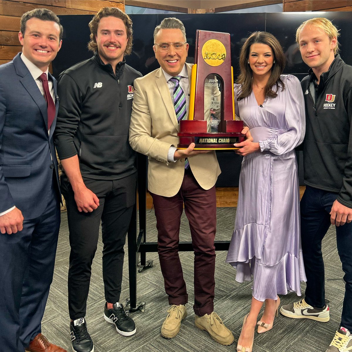 Here’s to @DU_Hockey @DU_Pioneers ! We’ll just hold on to the trophy for ya … til you win the next one 😂😂 @channel2kwgn @katieorth @gregperezwx ——>