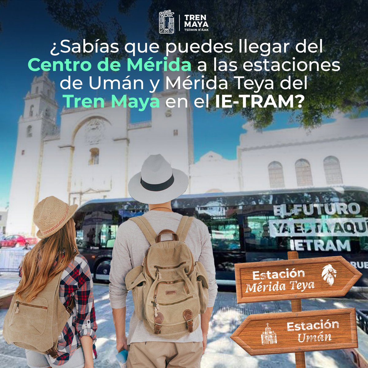 ¡Ahora es más fácil llegar a las estaciones de Umán y Mérida Teya del Tren Maya, desde el centro de Mérida gracias al IE Tram! 🚆 ¡Te esperamos para vivir momentos inolvidables! 🚂✨ #TrenMaya #IETram #Mérida 🌟🛤️