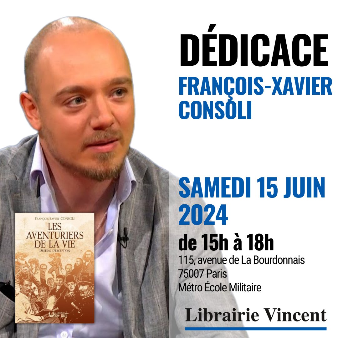 ✍🏻 Dédicace de @FranXavConsoli à la Librairie Vincent le samedi 15 juin 2024 de 15h à 18h