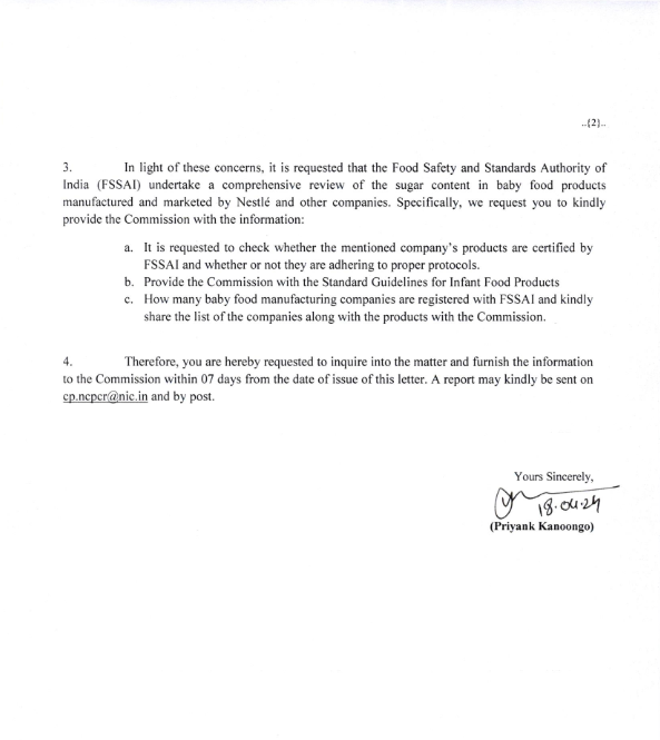 #NationalCommission for the #Protection of #ChildRights writes a letter to the #FSSAI drawing attention regarding #sugar content in #BabyFoods manufactured by #Nestle. 
(ANI) 
🗞️ Catch the day's latest news and updates ➠ ecoti.in/PfArZZ