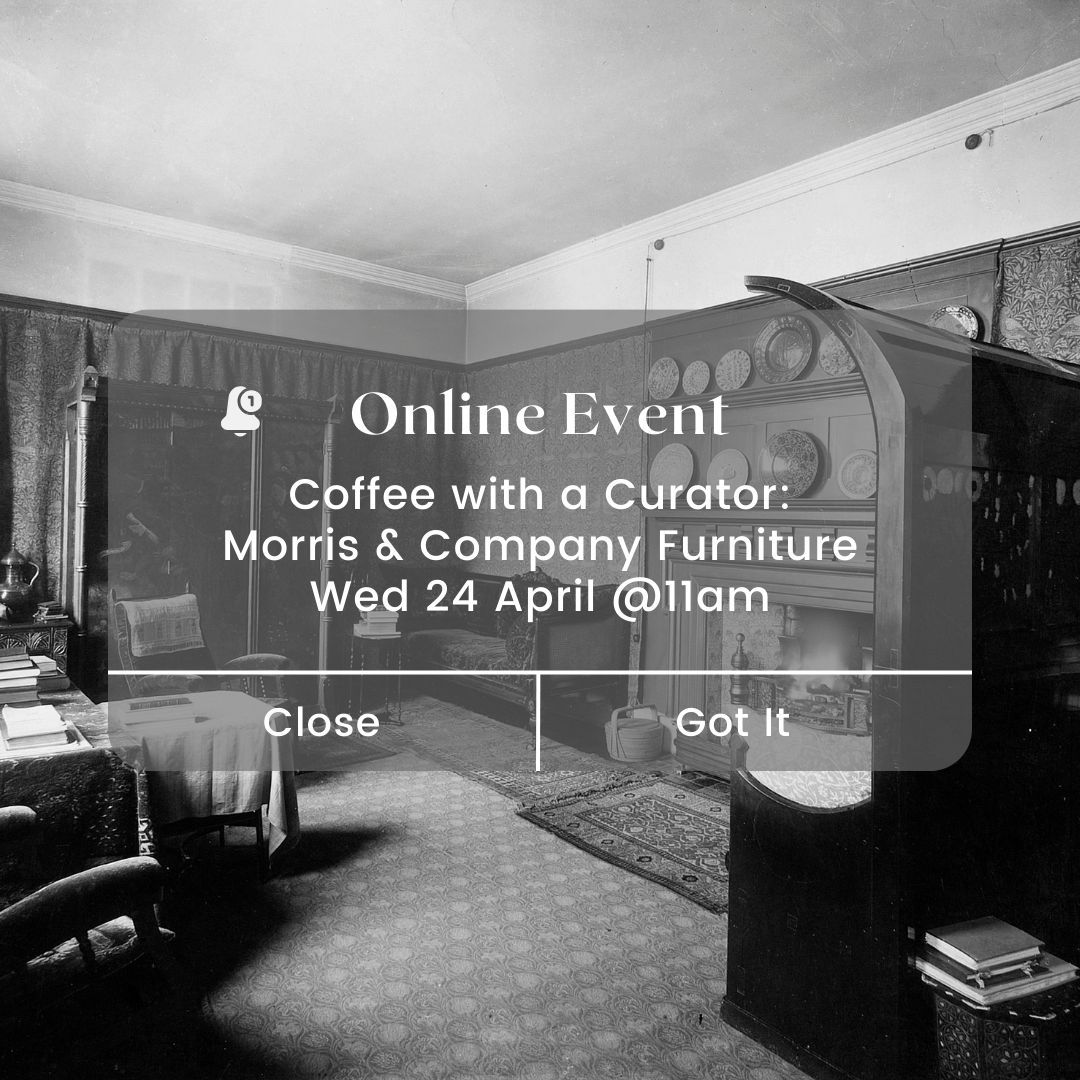 🚨Our next Coffee with a Curator with Helen Elletson is online on 24th April at 11am Helen will be looking at the history and designs of Morris & Co. furniture, focusing on the 'Sussex' range from our own collection!🪑 Link in our bio to purchase a ticket. Free for WMS members!