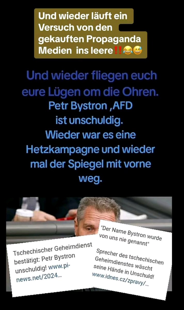 Lügen und Märchen erzählen, das ist es was sie am Besten können 🤬🤮 #MedienPropaganda #LügenPresse
🇩🇪🇨🇭🇦🇹🇵🇱🇷🇺#nurnochAfD #WirSindMehr #Neuwahlenjetzt