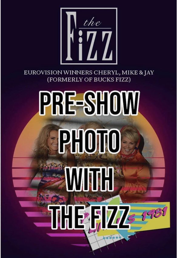Friday 28th June - The O2 Indigo Pre Show - Photo Opportunity with 'The Fizz' *Please note this does not include ticket for the show, this must be purchased here: theo2.co.uk/events/detail/… #Eurovision #BucksFizz #TheFizz Photo op tickets: thefizzshop.co.uk/product/photo-…