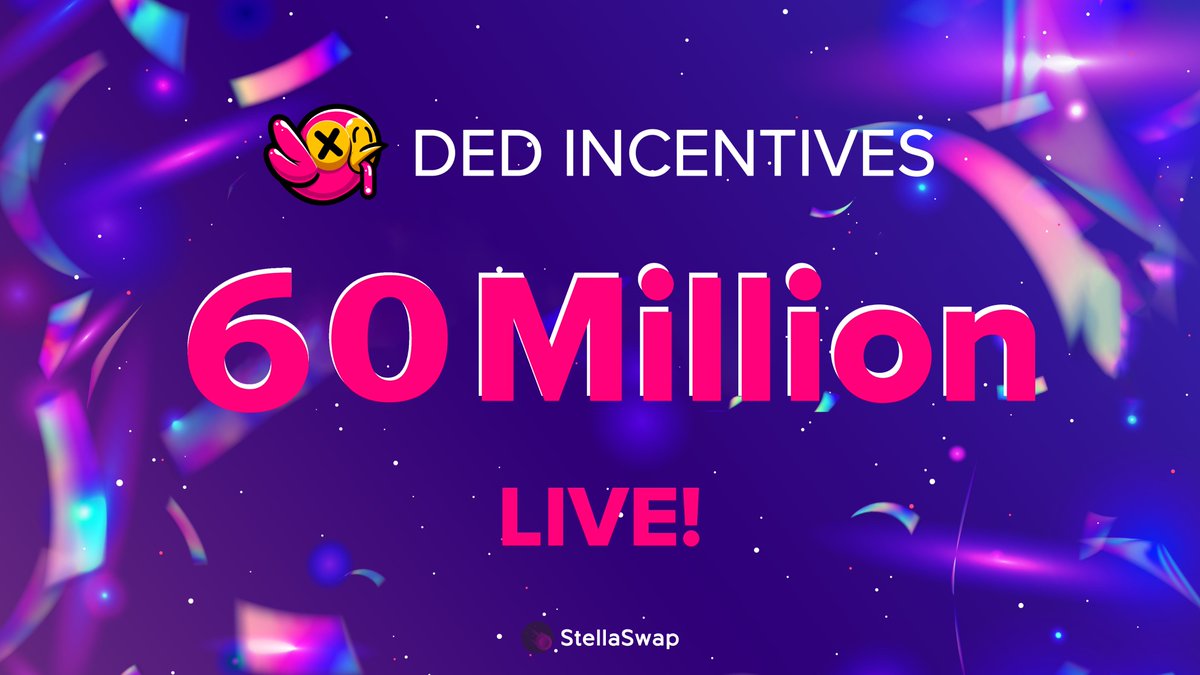 🥁 $DED Farm is Now Supercharged with Dual-Rewards! ⚡️ DED you think we're done? Don't. 1/ A total of 60 million $DED will be rewarded to LP stakers starting NOW. Transfer your $DED to @MoonbeamNetwork now and stake 👇 app.stellaswap.com/pulsar