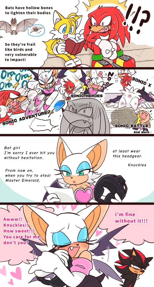 yotsumeddd's tweet photo. Since April 17th is International Bat Appreciation Day, Knuckles learned about bats🦇

I believe rouge bones are sturdier than steel. https://t.co/8dAHDupCmp