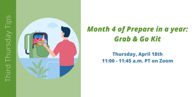 Join us today at 11am PT for our #ThirdThursdayTips webinar on grab and go kits! We'll discuss: 🎒why they're important 🎒supplies to include 🎒how to store them Pro Tip: 💡Have your kit by your side in case you want to go through it as you listen in. 🔗fema.zoomgov.com/meeting/regist…