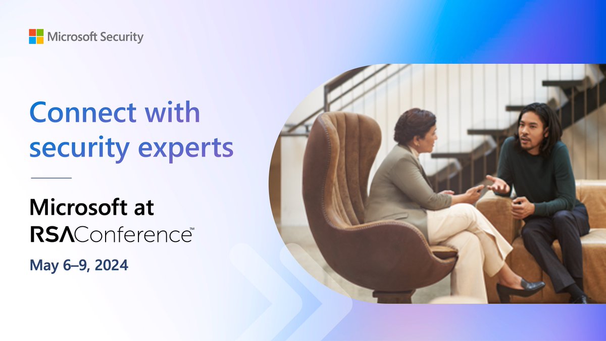 msftsecurity's tweet photo. Connect with us at this year's #RSAC in San Francisco from May 6-9, 2024. Learn how to secure and govern AI by end-to-end protection with Microsoft Copilot for Security and other solutions across the Microsoft Security portfolio. https://t.co/EF6YfCzGoc #GenAI https://t.co/8vtHXDVXJu