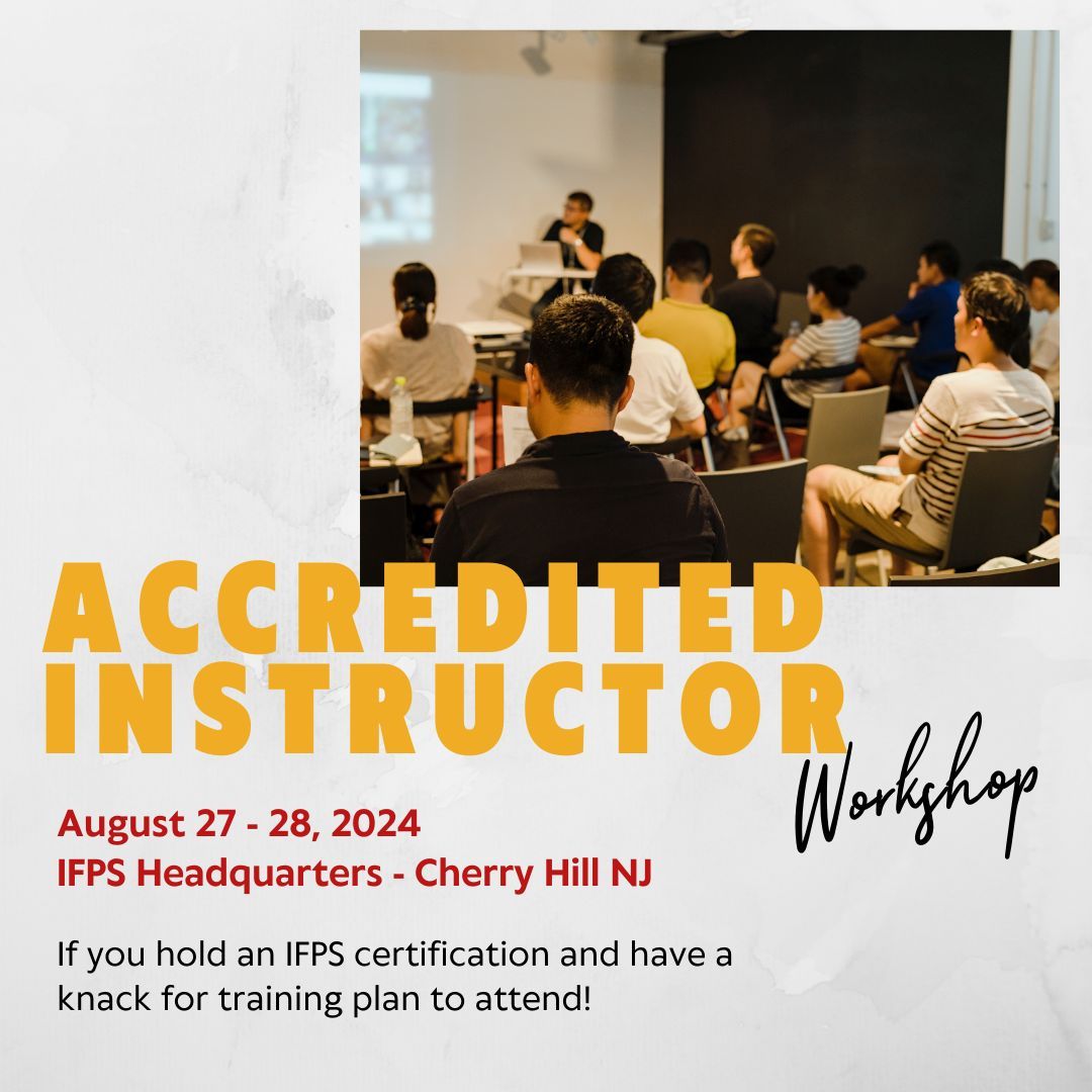 If you're an IFPS-certified professional with a passion for training, mark your calendar for the AI training workshop on August 27-28, 2024, in Cherry Hill, NJ (Philadelphia Area). To learn more about becoming an AI, visit: ifps.org/certified-accr…