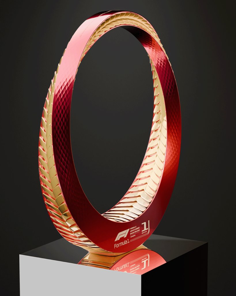 Motorsport's tweet photo. Is this the best #F1 winner's trophy of all-time?

The new design pays tribute to F1’s past, resembling the laurel wreaths that race winners were presented with around their necks! 

#ChineseGP https://t.co/l5hsiAgVsI