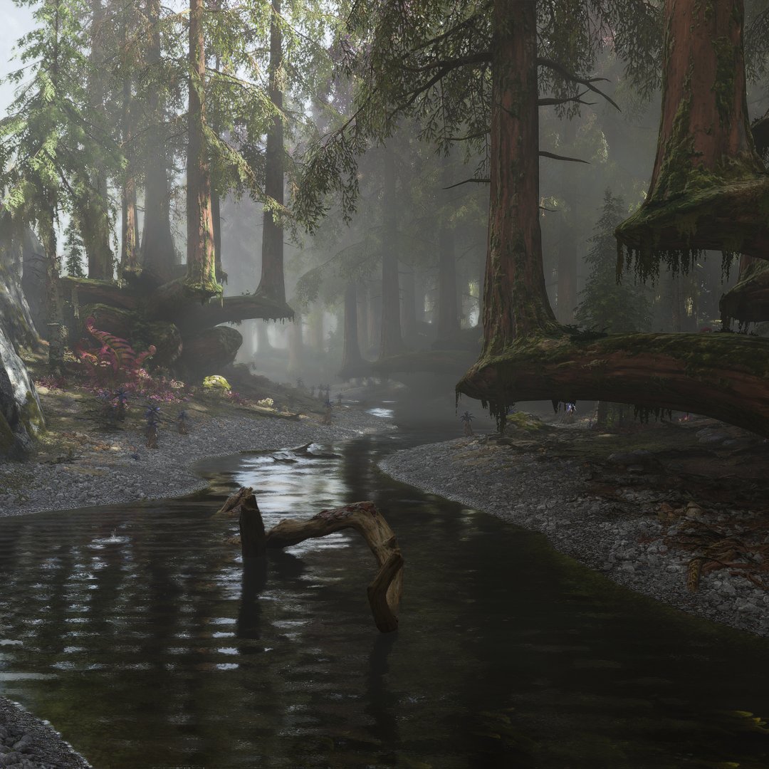 Clouded Forest, concept art vs. game shot: nothing beats the moody atmosphere of this region.