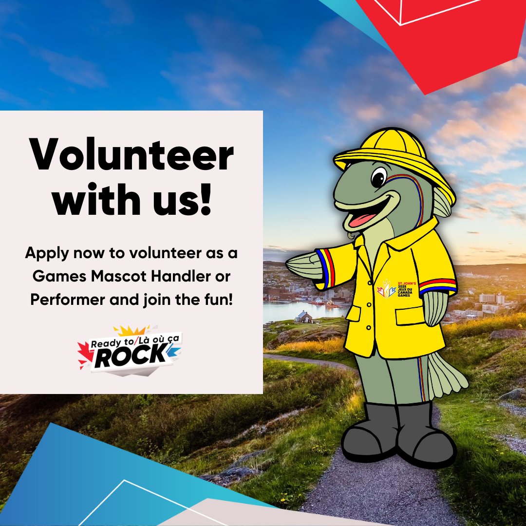 Apply now to volunteer as a Games Mascot Handler or Performer and join the fun! With a little over a year to go until the St. John’s 2025 Canada Games, there will soon be over 4,000 athletes and thousands of visitors heading east. 🎉🇨🇦 #NVW2024

2025canadagames.ca/get-involved-2…