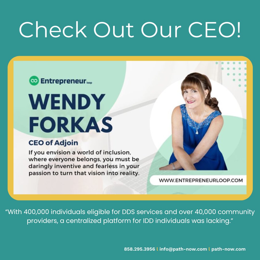 Entrepreneur Loop interviewed our CEO, Wendy Forkas about Path-Now. ⁠
⁠
You can read the article here: entrepreneurloop.com/finding-limitl… ⁠
⁠
#PathNow #DisabilityResource #IDD #UnlockingOpportunities #EntrepreneurLoop