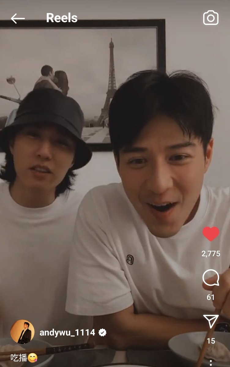 jinqing_tooth's tweet photo. I missed #Andyu's live today because of work but luckily I can rewatch it. I just watched the first 5 minutes or so and again....so domestic. Good food, good company....they look so happy and relaxed 🥺 #andywu #yujin #SnoopyYu #吳岳擎 #余晉
#我的牙想你 #mytoothyourlove 
#安朗cp https://t.co/gFrONmrBQP