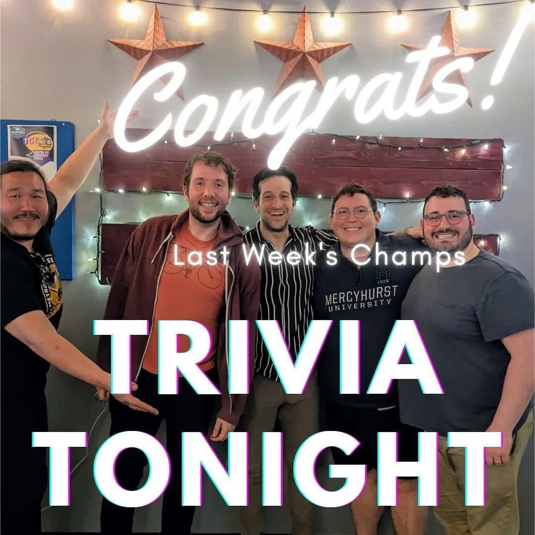 Every Thursday at 7pm. Trivia hosted by Seriously Trivia. Food by Beef Space BBQ. Order a pitcher of beer for your team!