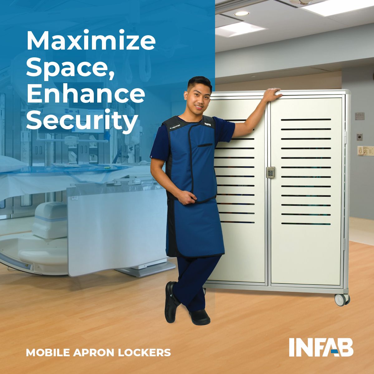 🛡️ Ready to streamline your space and keep your radiation protection gear secure? Discover the ultimate in organization and safety with INFAB's Mobile Apron Lockers. #HealthcareSafety #RadiationProtection #MedicalOrganization #INFAB