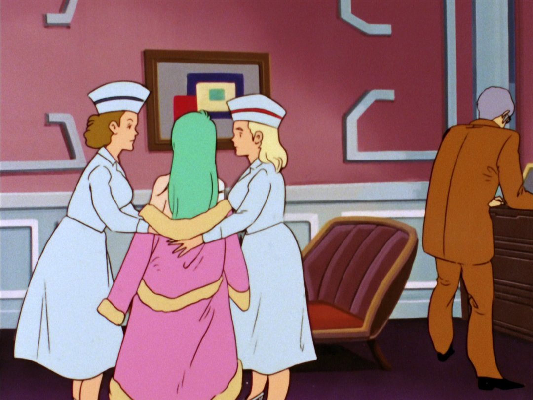 ノーブラ。
以前、この画を貼ったら「マーベルはアメリカ人だからブラを付ける習慣が無い」説が圧倒。

「バイストンウェルにブラの文化や素材が無い」説もありましたが、地上界に戻った後の画なので。

まぁ私的には「作画の手間だから」説なんですけどね🤣

シーラ様が付けてないのは必要ｎ