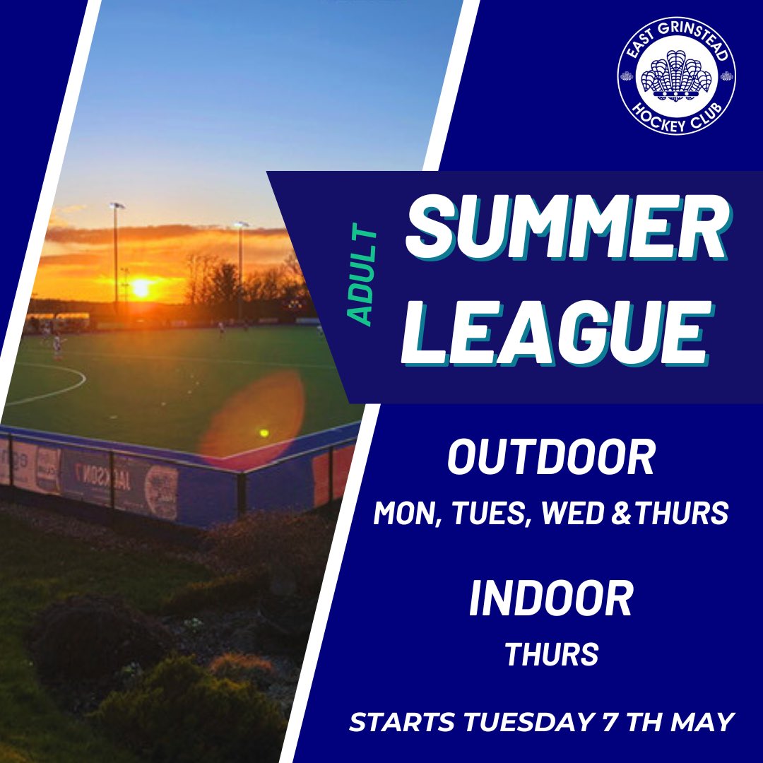 🌞🏑 Summer League is back 🏑🌞 • 🔷Carry on with a bit of fun hockey over the summer months. • 🏑 Starts Tuesday 7th May- August 🌞 ADULT Summer League - so you must play currently in an Adult Team 🏑Members & NON Members 🌞£5pp, per game 🏑 No commitment, PLAY WHEN YOU