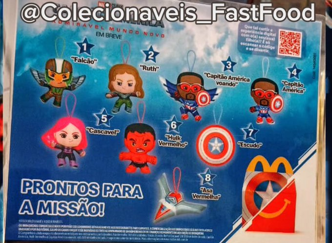McDonald's toys for 'CAPTAIN AMERICA: BRAVE NEW WORLD'! gives us our first look at Red Hulk, Ruth/Sabra, Falcon, and Diamondback! 👀

(Source: colecionaveis_fastfood | IG)