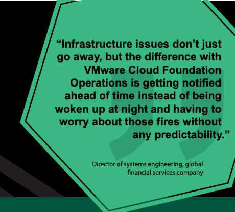"Managing our virtual and physical environments has become more effective and smoother.” 

See how one @VMwareVCF Operations customer was able to reduce:
👉 Issues 10-15%
👉 Time-to-issue-resolution by 20-30%
👉 Operational workload by 35-40%
bit.ly/4aBNWgo