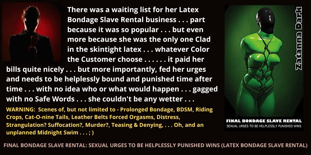 Enjoying the NSFW 18+ BDSM of Zatanna Dark @dark_zatanna @Romauth_ol FINAL BONDAGE SLAVE RENTAL: SEXUAL URGES TO BE HELPLESSLY PUNISHED WINS #BDSM #Mistress #Slave #Femdom #Latex Only $2.99/Buy Direct: smpl.is/9019x