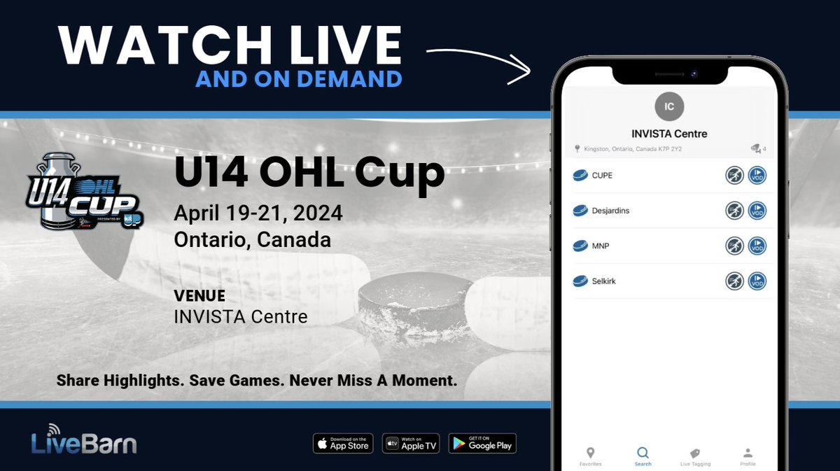 The U14 OHL Cup, presented by the Ontario Hockey League, begins tomorrow in Canada! 🏒 Can't make it to the rink? We are streaming games throughout the weekend. Watch live or on-demand for 30 days, and don't forget to submit your highlights for a chance to be featured! 🎥