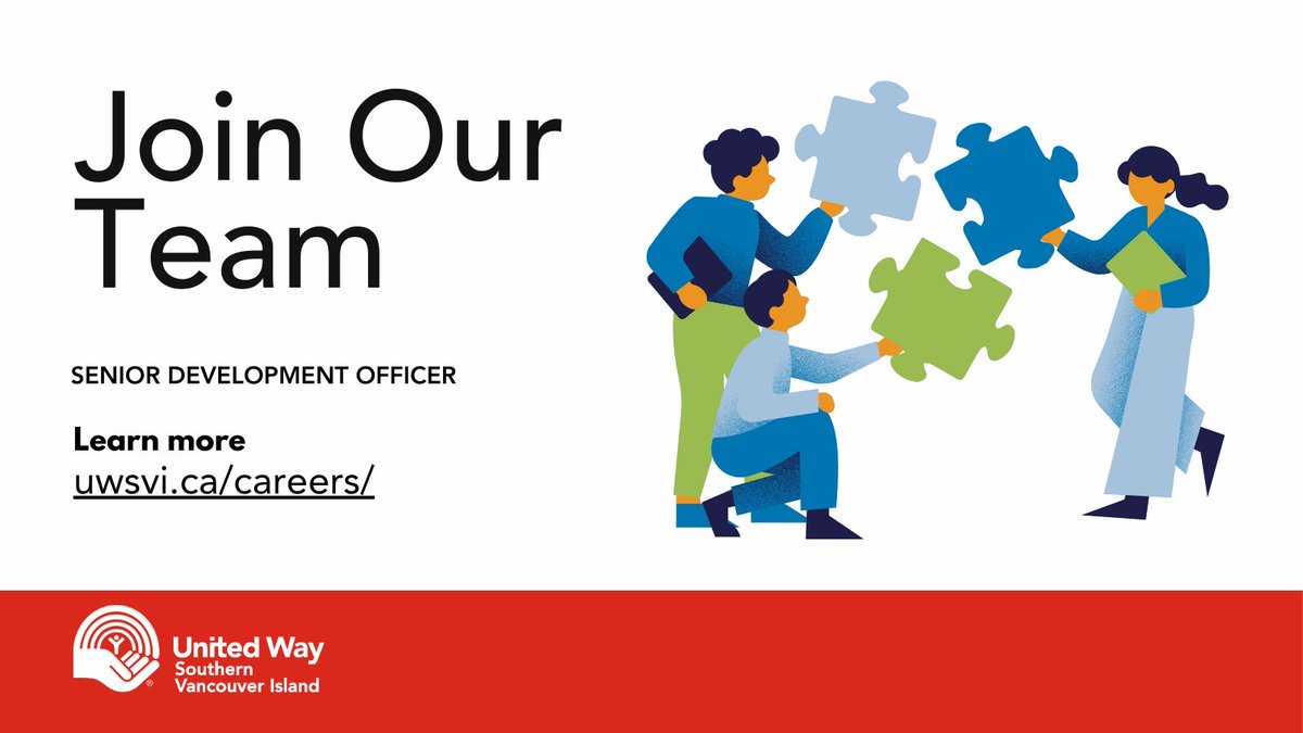 Are you someone who likes to take charge in envisioning, strategizing, and executing the major and mid-level gifts program? Join the growing fundraising team at United Way Southern Vancouver Island as a Senior Development Officer. uwsvi.ca/careers/ #career #ApplyNow