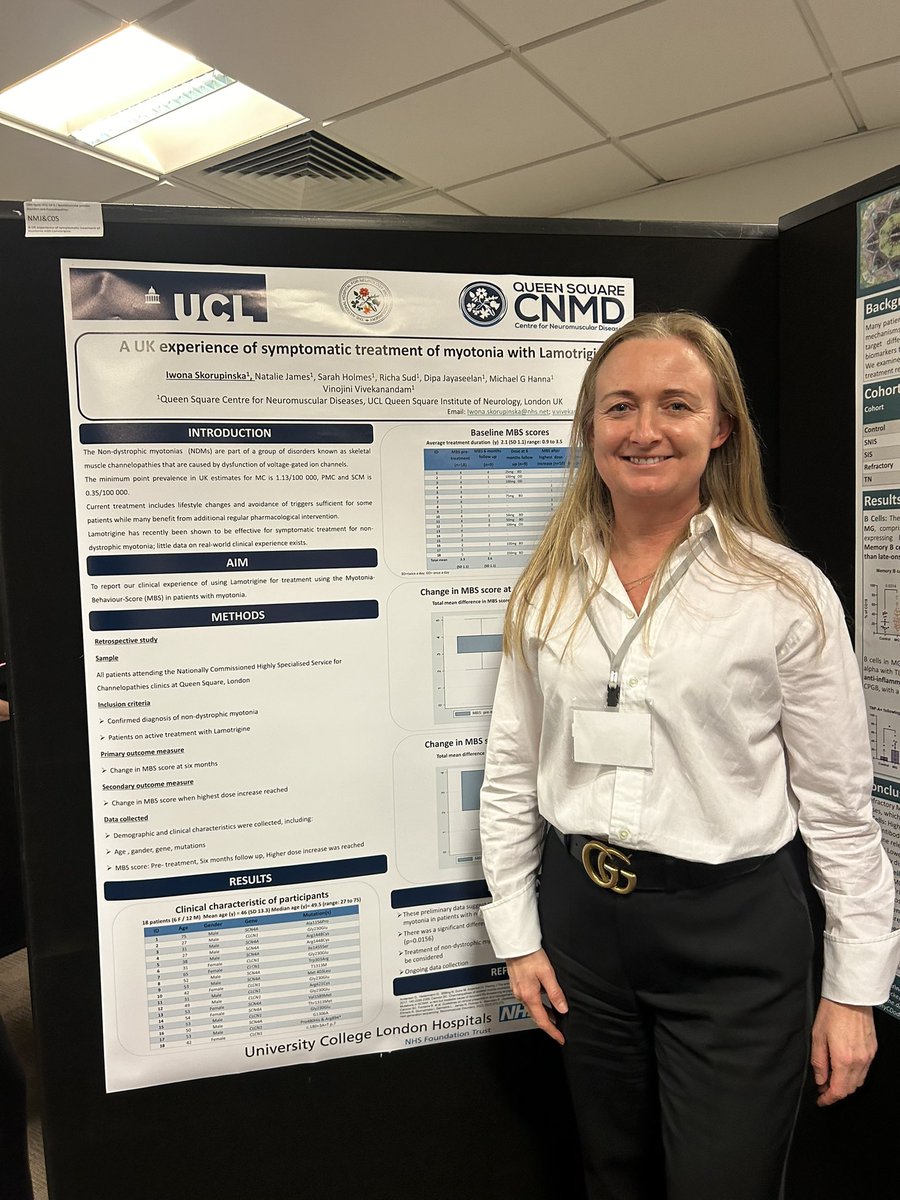 The London Muscle Channelopathy Research Group presenting fantastic work at the 17th UK Neuromuscular Translational Research Conference. Brilliant work team. @UCLBrainScience @UCLIoN @The_MRC @UCL_QS_CNMD @ucl_lmcrg