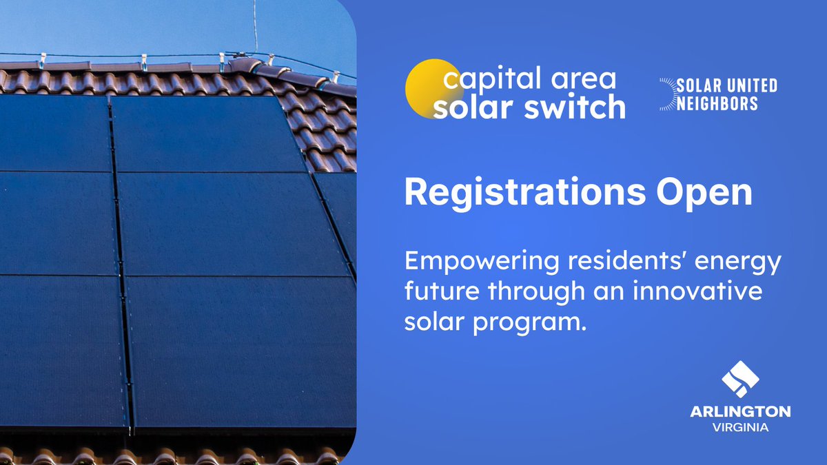 #SolarSwitch registration is open! We've worked with the nonprofit @SolarNeighbors to make this bulk purchase solar installation program available again. Learn more about solar energy & save money on installing solar by signing up for free at bit.ly/SolarSwitchArl…