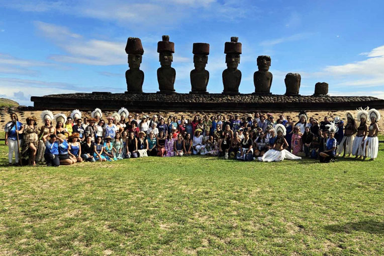 Professor and Dean Emeritus Claudio Grossman was among distinguished leaders rallying to combat plastic pollution in the Pacific at the 2024 Rapa Nui Pacific Leaders Summit. Read more: tinyurl.com/Grossman-Summit